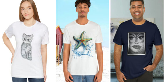 Three printed T-shirts